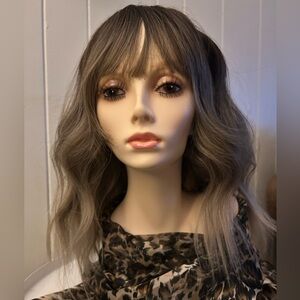 Dark brown Ombré Wig with Bangs